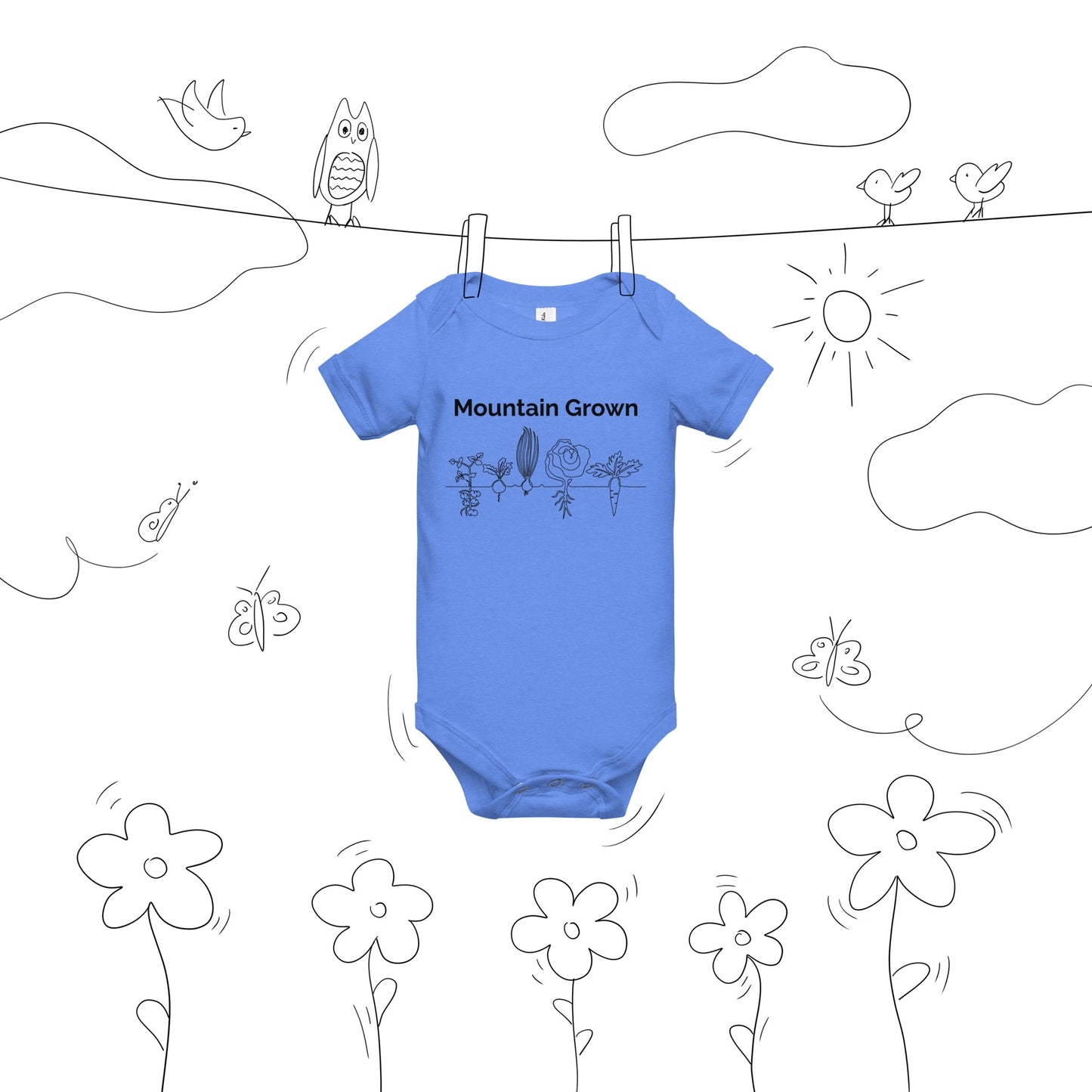 Mountain Grown baby short sleeve one piece